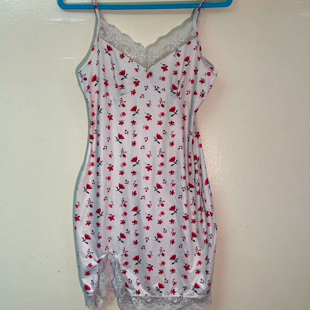 Floral lace strap dress